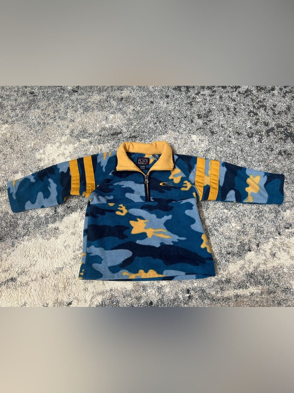 The Children's Place Blue & Yellow Camo Quarter-Zip Fleece Pullover